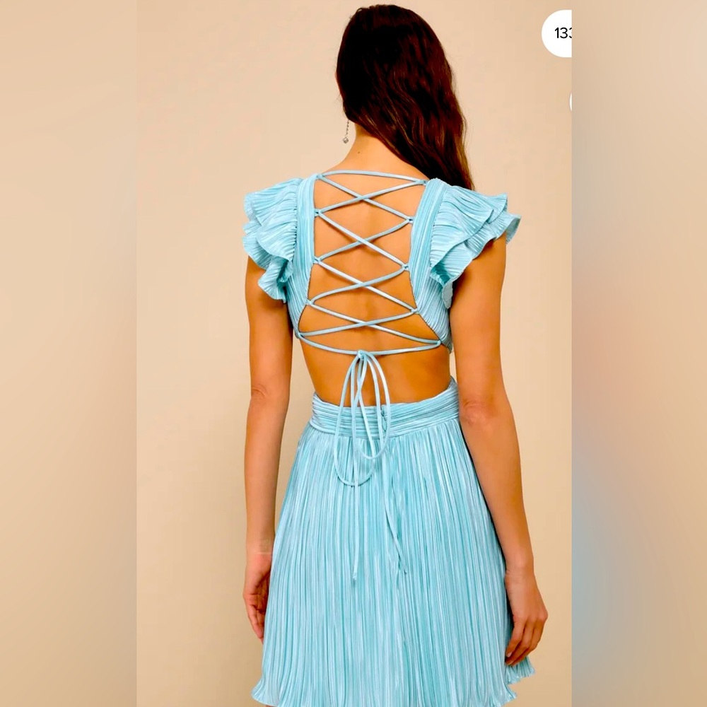Lulu's Light Blue Ruffle Mini Dress - Picture 2 of 5